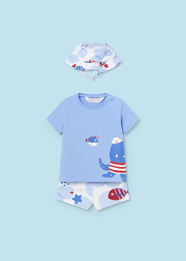 Costume con t-shirt e cappellino newborn