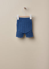 Completo maglia e pantaloncini in filo di cotone blu avio