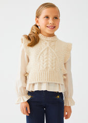 Gilet tricot trecce bambina