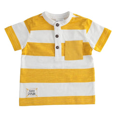 T-shirt a righe bambino in cotone fiammato