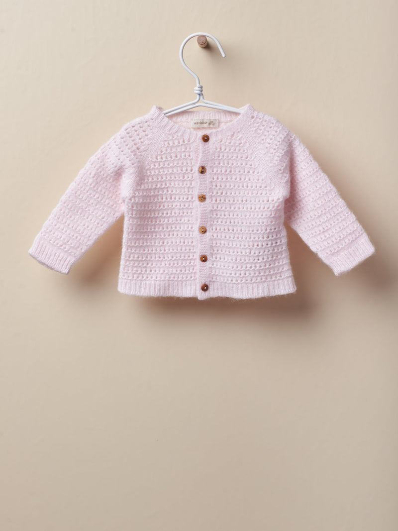 Cardigan cachemire rosa bambina